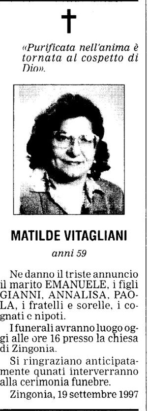 Annuncio Eco Bergamo MATILDE VITAGLIANI