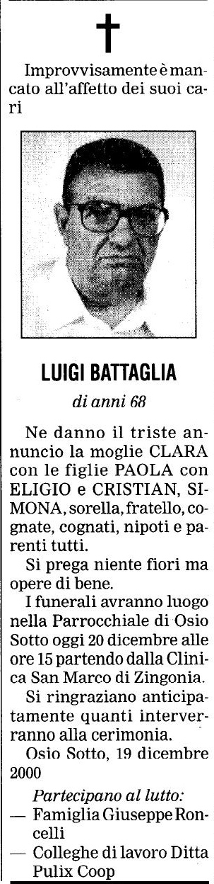 Annuncio Eco Bergamo LUIGI BATTAGLIA
