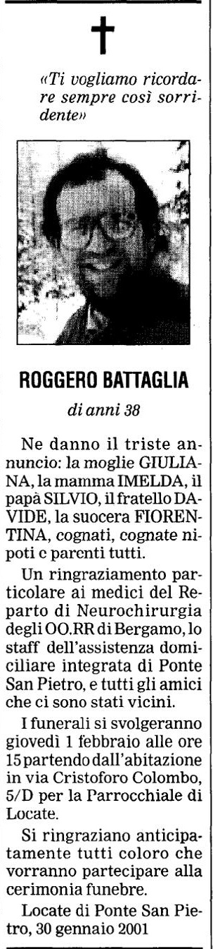 Annuncio Eco Bergamo ROGGERO BATTAGLIA