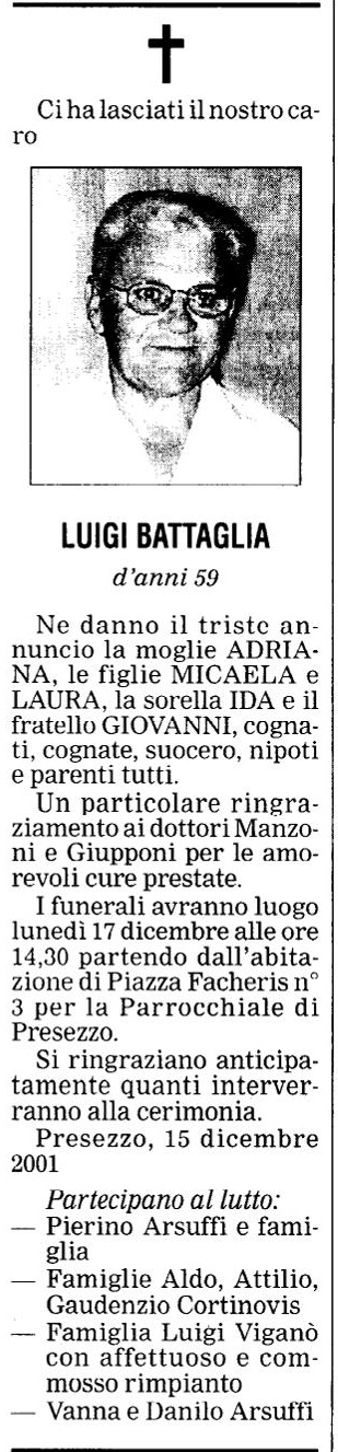 Annuncio Eco Bergamo LUIGI BATTAGLIA