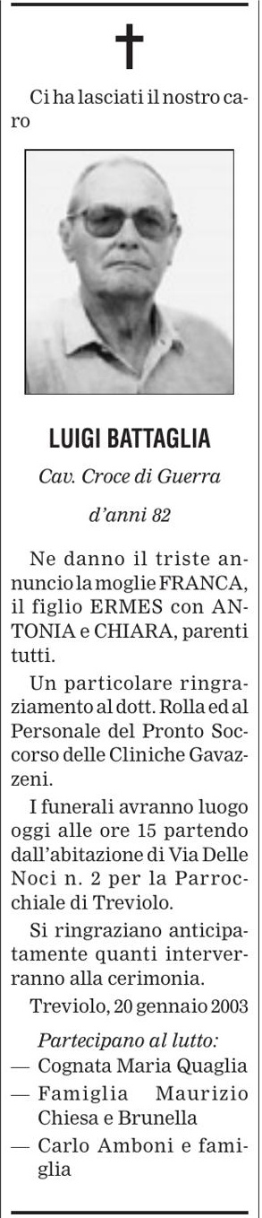 Annuncio Eco Bergamo LUIGI BATTAGLIA