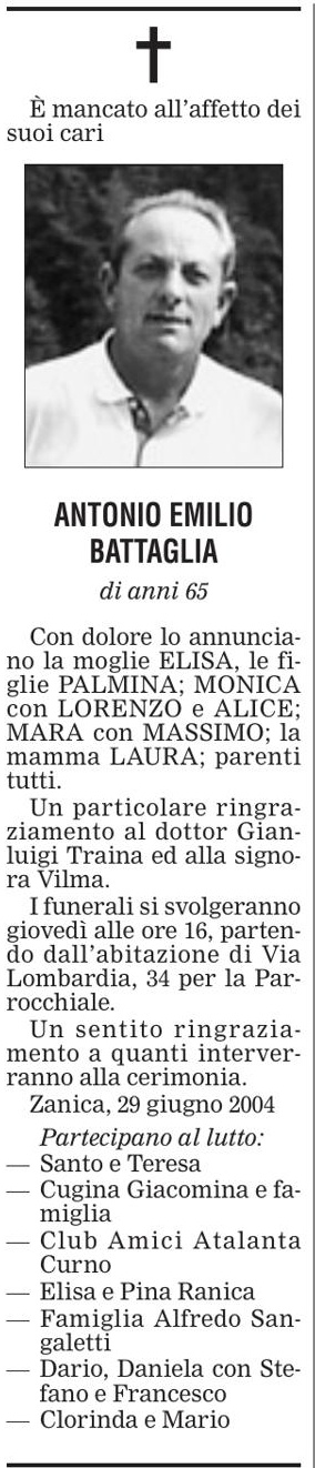 Annuncio Eco Bergamo ANTONIO EMILIO BATTAGLIA