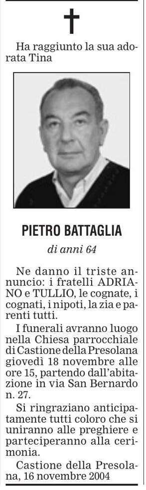 Annuncio Eco Bergamo PIETRO BATTAGLIA