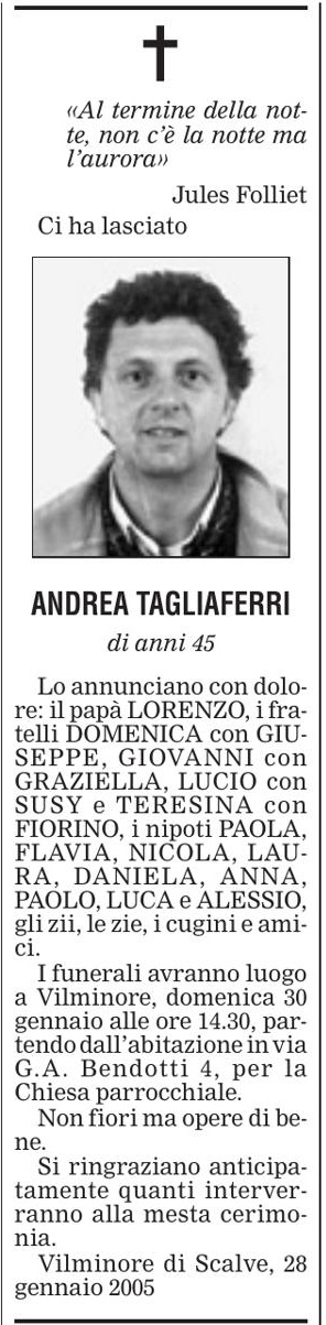 Annuncio Eco Bergamo ANDREA TAGLIAFERRI