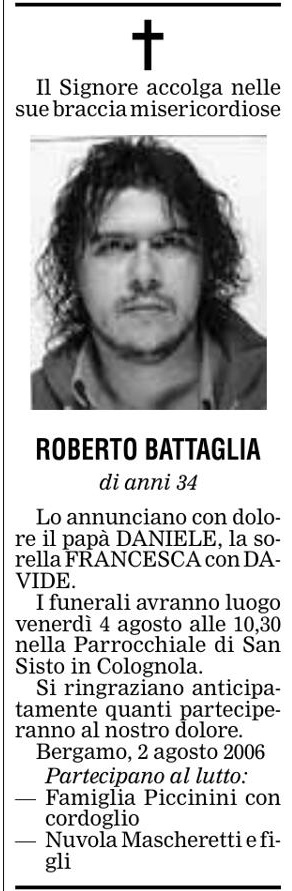 Annuncio Eco Bergamo ROBERTO BATTAGLIA