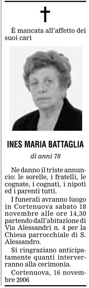 Annuncio Eco Bergamo INES MARIA BATTAGLIA