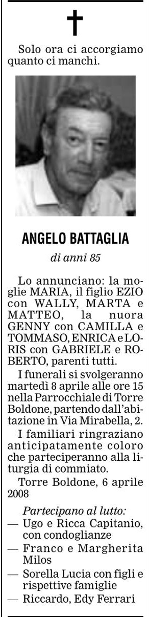 Annuncio Eco Bergamo ANGELO BATTAGLIA