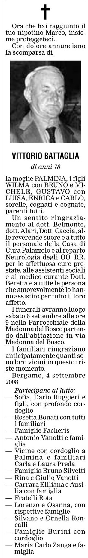 Annuncio Eco Bergamo VITTORIO BATTAGLIA