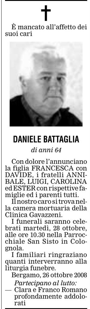 Annuncio Eco Bergamo DANIELE BATTAGLIA