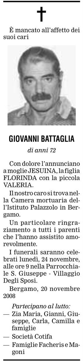 Annuncio Eco Bergamo GIOVANNI BATTAGLIA