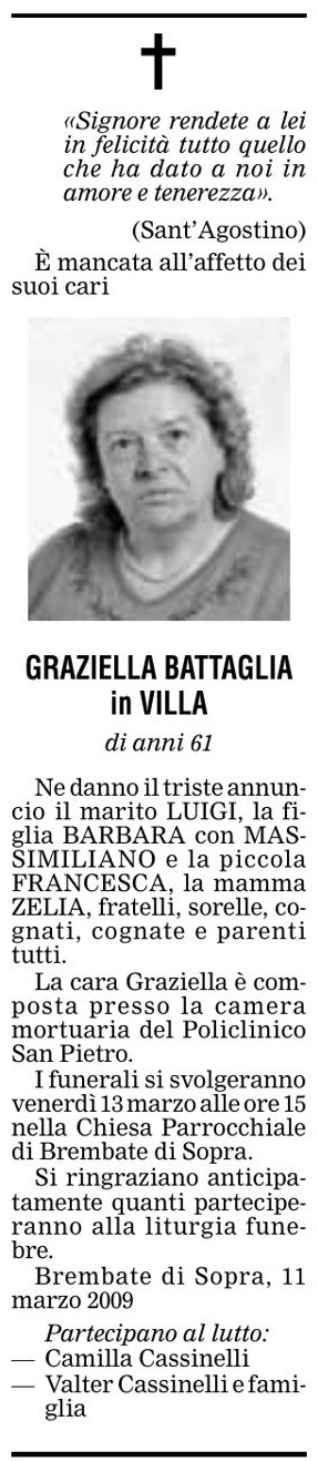 Annuncio Eco Bergamo GRAZIELLA BATTAGLIA in VILLA