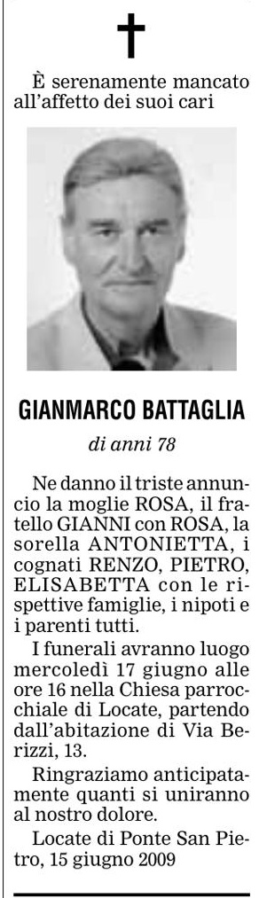 Annuncio Eco Bergamo GIANMARCO BATTAGLIA