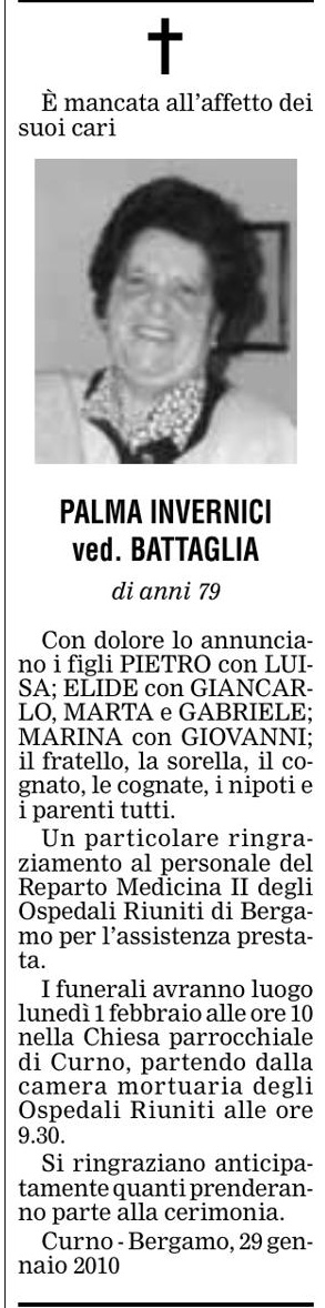 Annuncio Eco Bergamo PALMA INVERNICI ved. BATTAGLIA